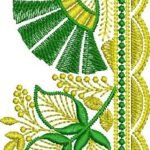 C Pallu Saree Embroidery Design with Floral Border