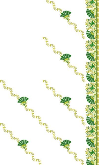 C Pallu Saree Embroidery Design with Floral Border