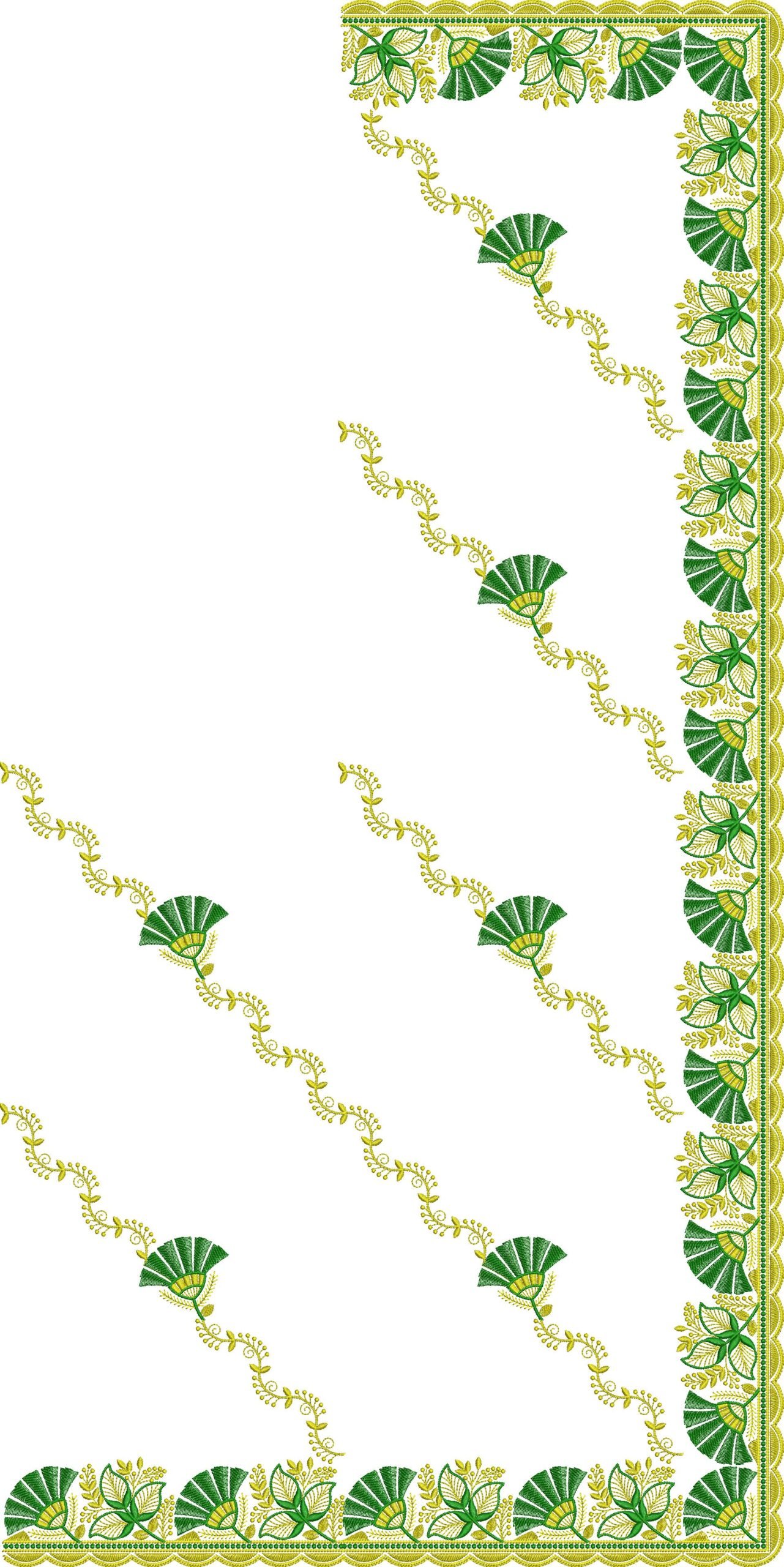 C Pallu Saree Embroidery Machine Design C Pallu Saree Embroidery Design with Floral Border