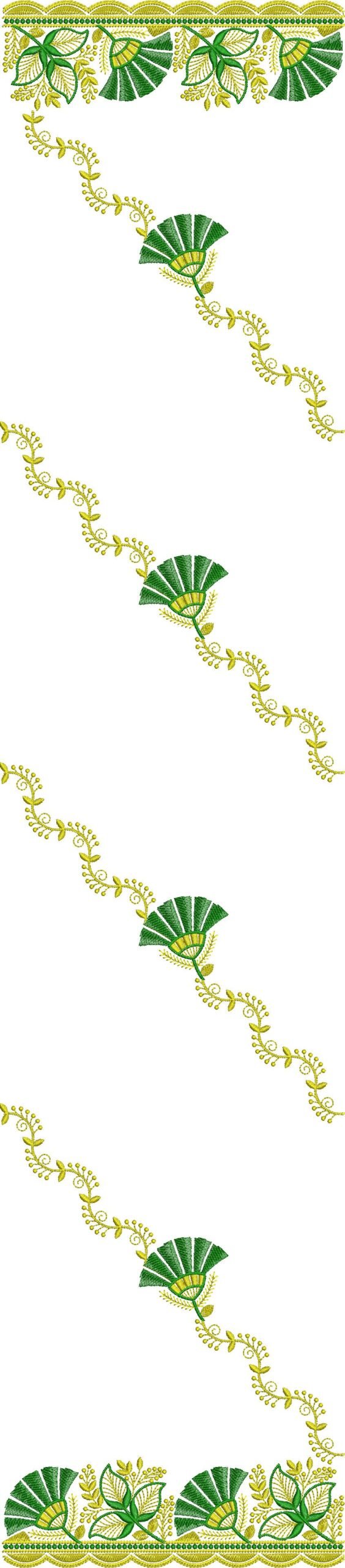 C Pallu Saree Embroidery Machine Design C Pallu Saree Embroidery Design with Floral Border