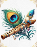 Digital 3D Krishna Flute Peacock Feather Sticker_1