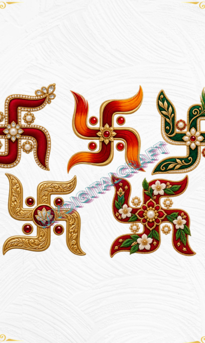 Luxury Embroidery Swastik 5 Textured Embroidery Digital Artwork_1