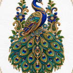 Luxury Peacock Embroidery DTF Sticker Artwork_1