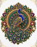 Luxury Peacock Embroidery DTF Sticker PNG Digital Design_1