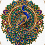 Luxury Peacock Embroidery DTF Sticker PNG Digital Design_1