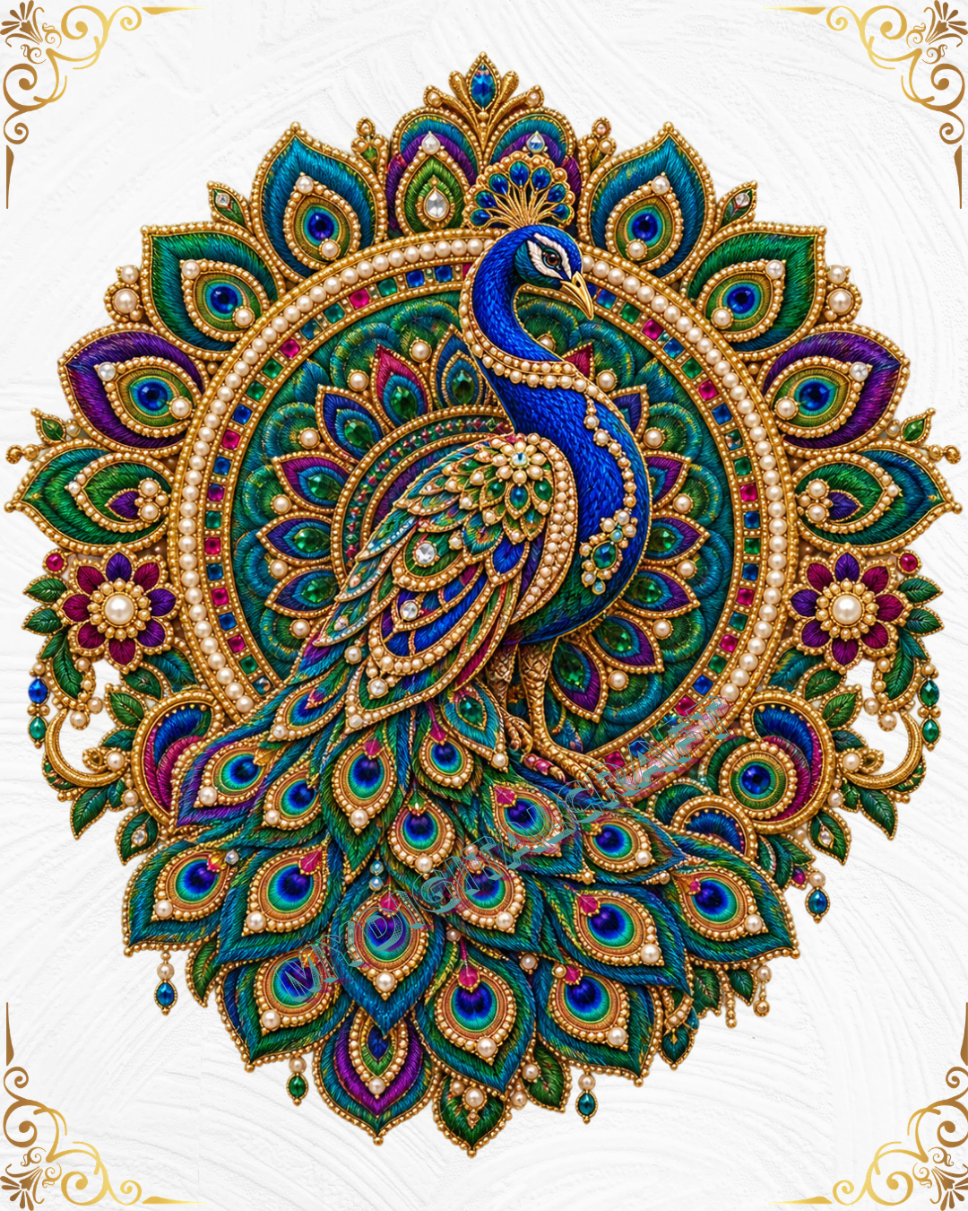 Luxury Peacock Embroidery DTF Sticker PNG Digital Design_1 Luxury Peacock Embroidery DTF Sticker PNG Digital Design_1