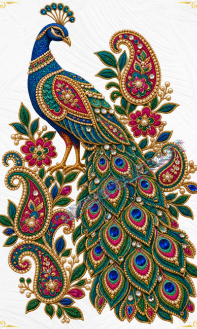 Luxury Peacock Embroidery DTF Sticker_1