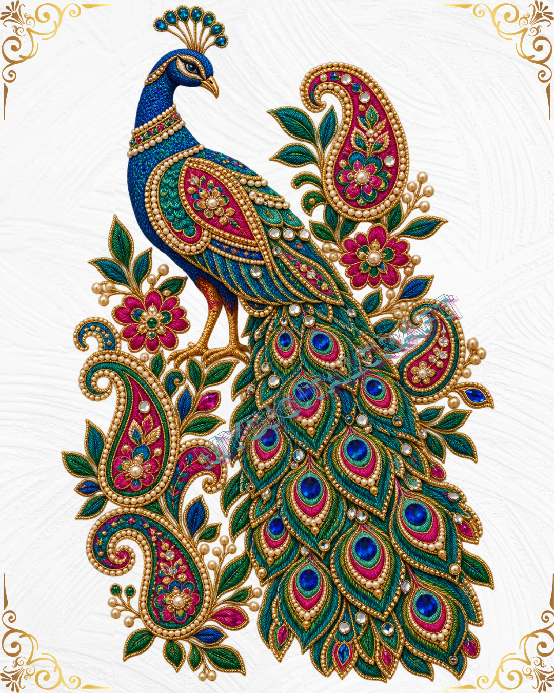 Luxury Peacock Embroidery DTF Sticker_1 Luxury Peacock Embroidery DTF Sticker_1