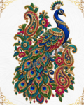 Luxury Peacock Embroidery DTF Sticker Digital Design