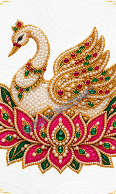 Luxury Swan & Lotus Embroidery Ironing Sticker_1