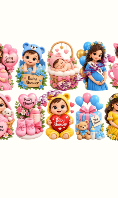 10 Pcs Digital Baby Shower 3D Design Bundle_1