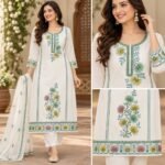 2.5MM Bhungali Sequin Suit Embroidery Design with Floral Neckline