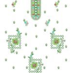 3MM Sequin Suit Embroidery Design with Floral Neckline and Border