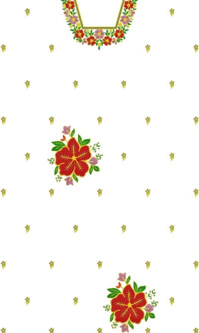 3mm Sequin Suit Embroidery Design with Floral Neckline and Border