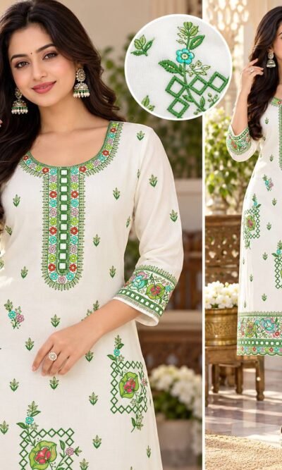 3MM Sequin Suit Embroidery Design with Floral Neckline and Border