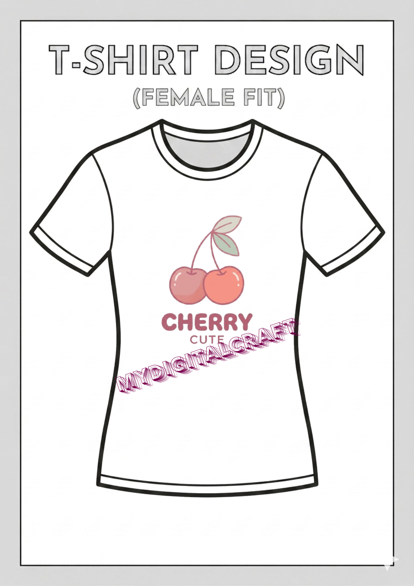 Cute Cherry Women’s T-Shirt Design_1 Cute Cherry Women’s T-Shirt Design_1