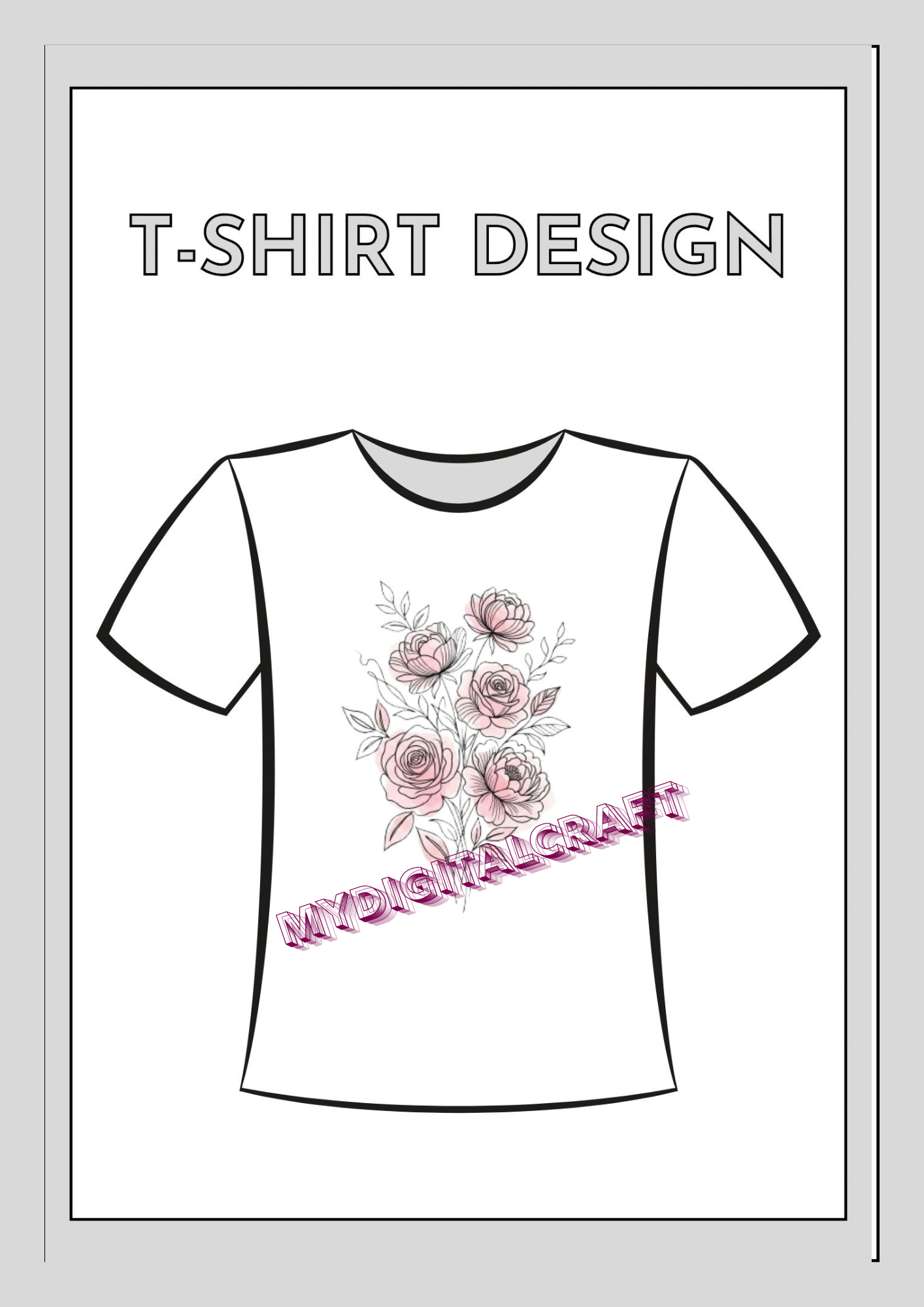 Elegant Pink Floral Bouquet 3D Ladies T-Shirt Design_2
