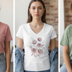 Elegant Pink Floral Bouquet 3D Ladies T-Shirt Design_4