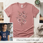 Elegant Pink Floral Bouquet 3D Ladies T-Shirt Design_6