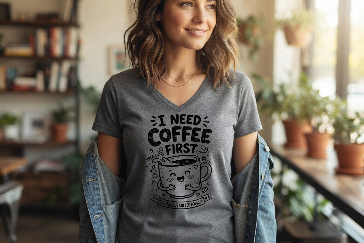 I Need Coffee First Funny Coffee Lover T-Shirt Design_5 I Need Coffee First Funny Coffee Lover T-Shirt Design_5