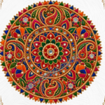 Luxury Indian Mandala Embroidery Digital Design | 3D Royal Paisley Floral DTF Sticker PNG