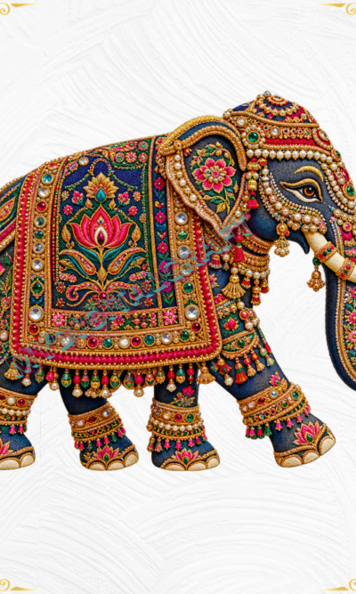 Royal Elephant Embroidery DTF_1