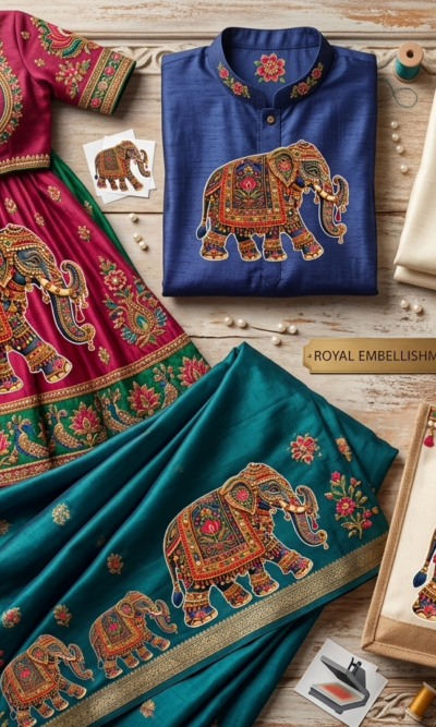 Royal Elephant Embroidery DTF_2