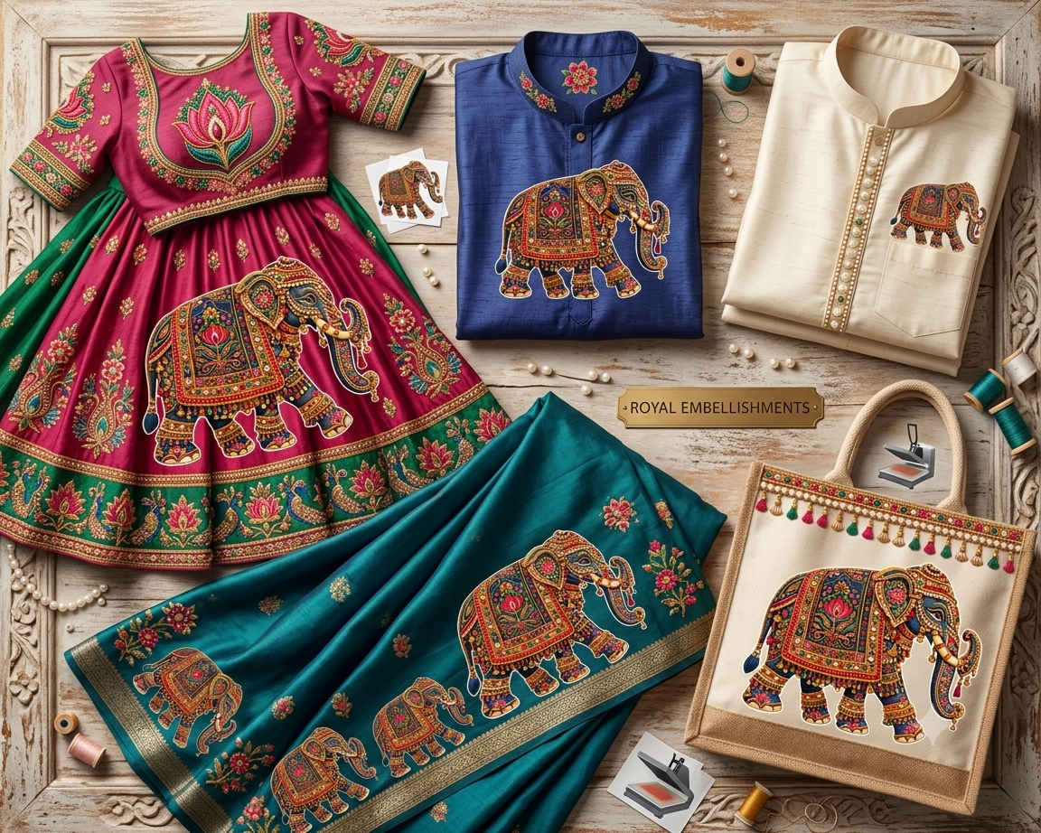 Royal Elephant Embroidery DTF_2 Royal Elephant Embroidery DTF_2