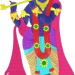 Shree Krishna Embroidery Design Lord Krishna with Flute
